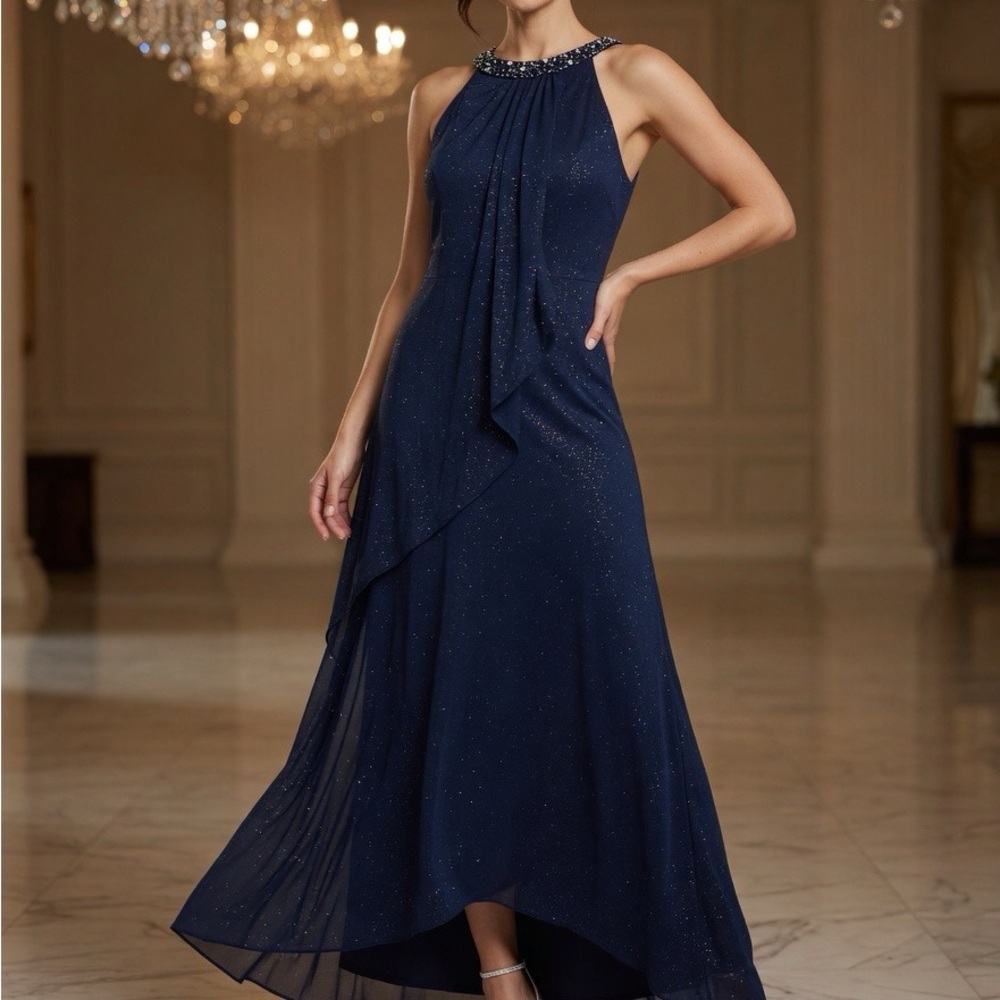SLNY Glitter Embellished Formal Gown